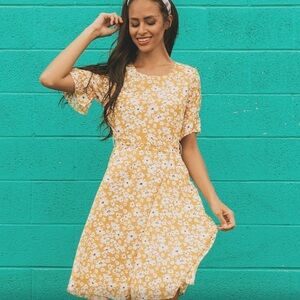 Roolee Yellow Floral Daisy Dress